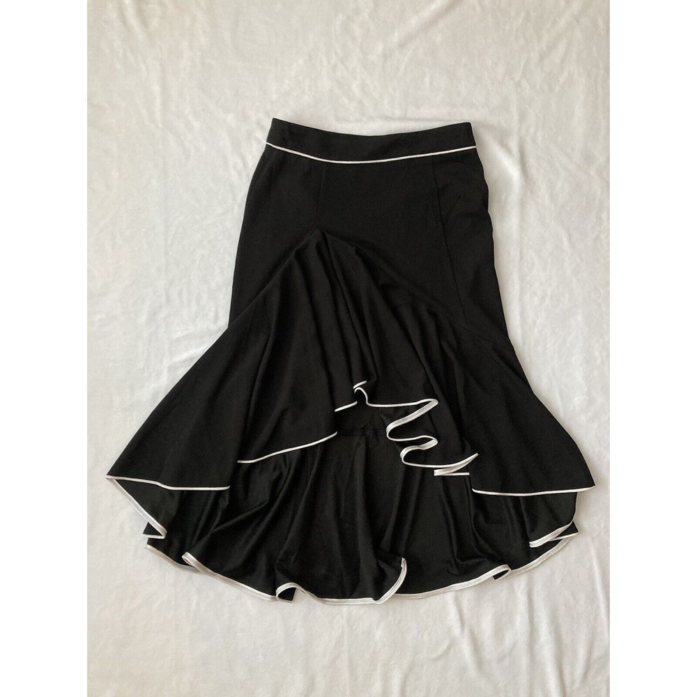 Love The Queen Skirt Size Medium Black White Trim Asymmetrical High Low